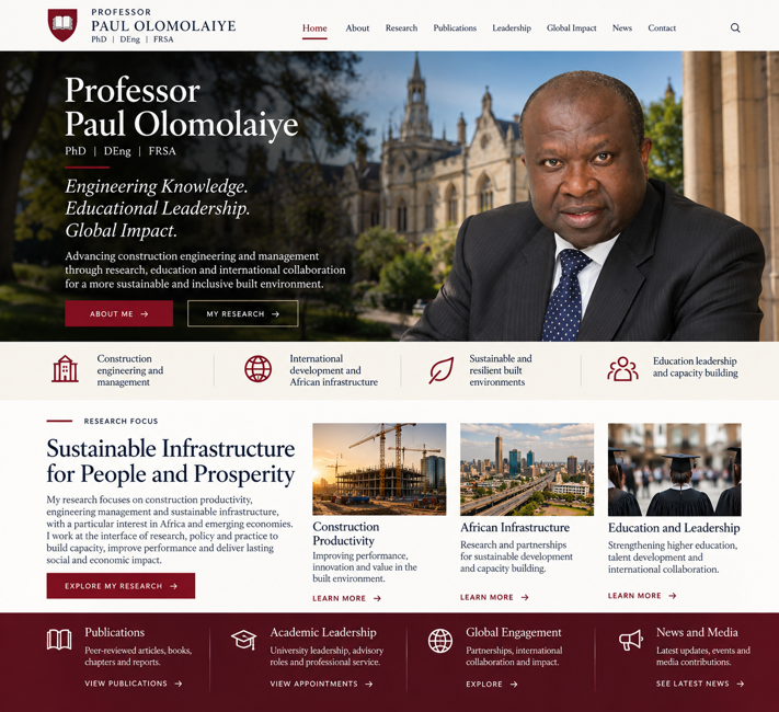 Distinguished professor website concept