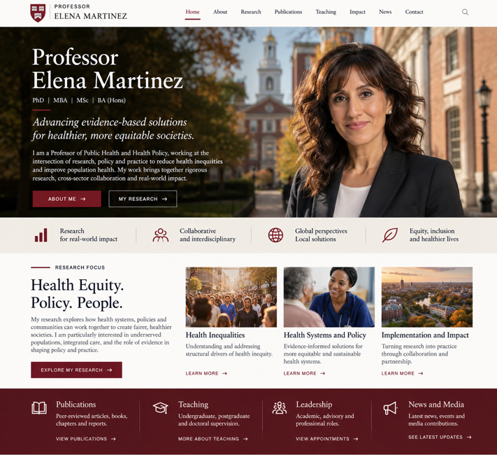 Research impact website concept