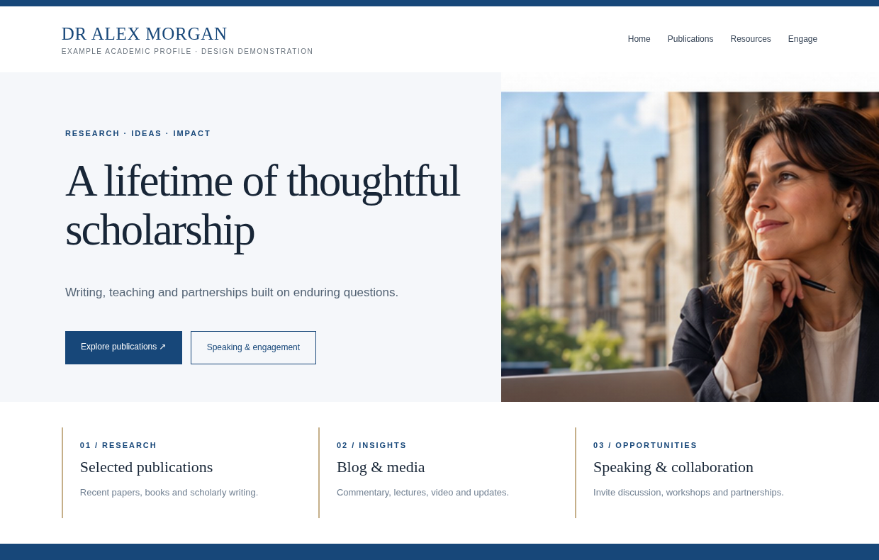 Yale-inspired homepage design preview